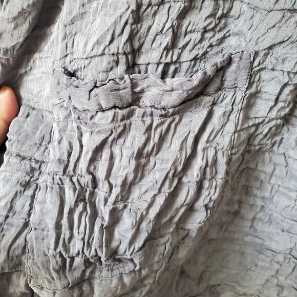 Grizas Silk Linen Textured Shift Dress XXL Gray Minimalist Lagenlook Editorial - Picture 3 of 9